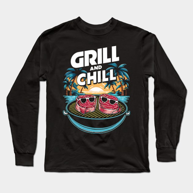 Grill and Chill Long Sleeve T-Shirt by Neon Galaxia